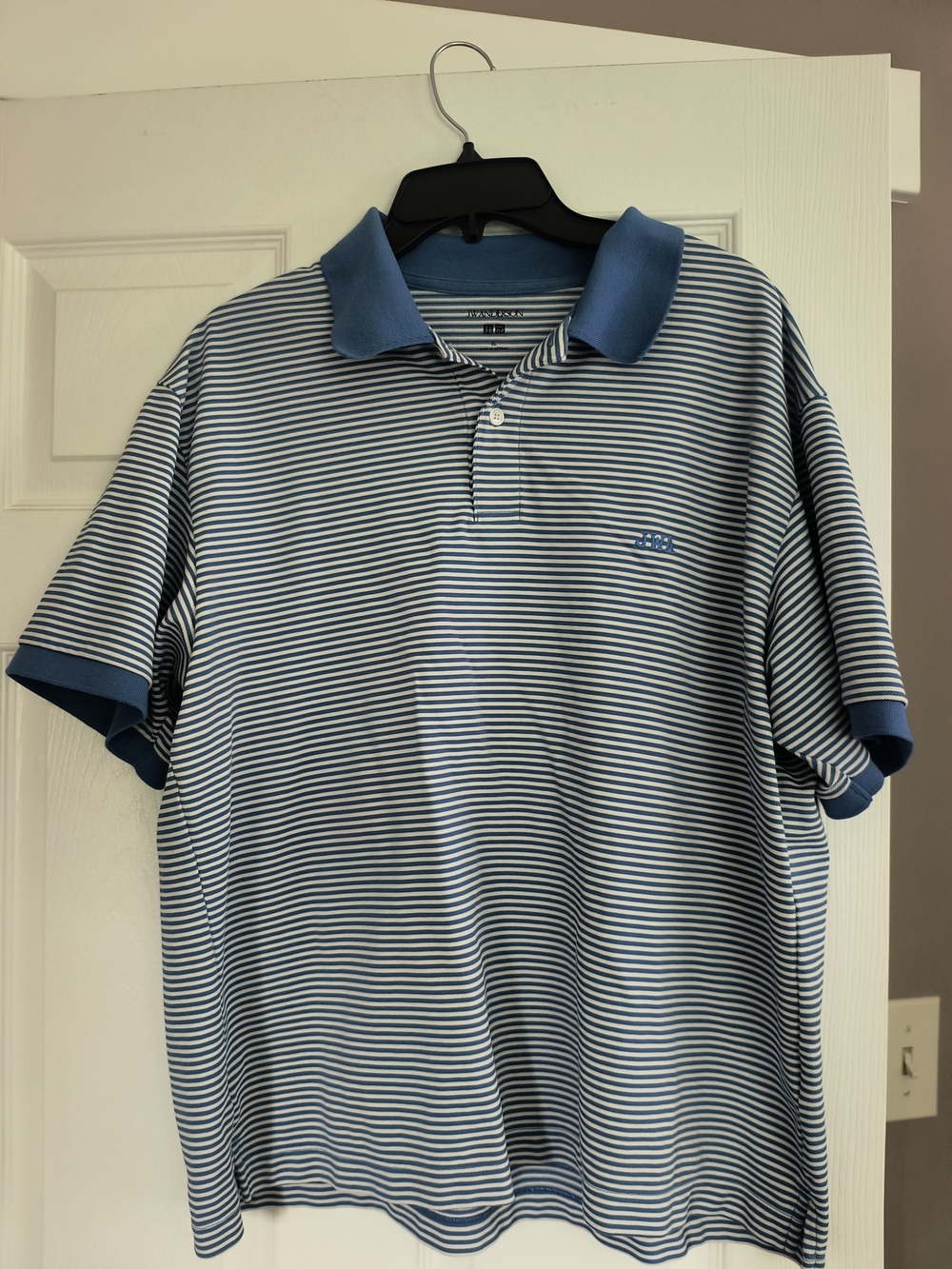 JW ANDERSON Blue and White Striped Polo